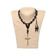 Saint benedict rosary in black with a knotted nylon cord