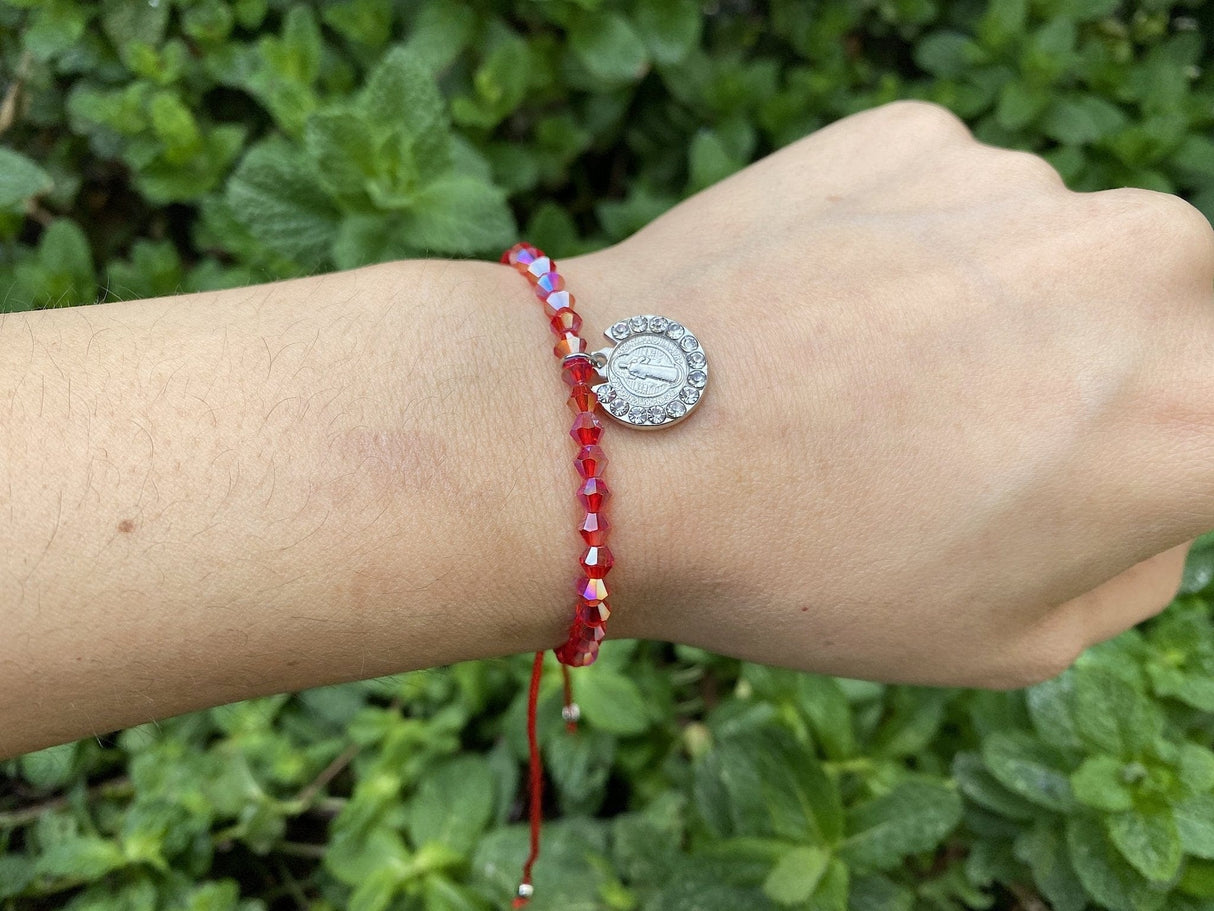 Saint Benedict Medal Protection Bracelet with Rhinestone - Shop Cosmic Healing