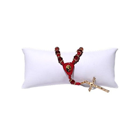 Saint benedict rosary with red nylon knotted cord