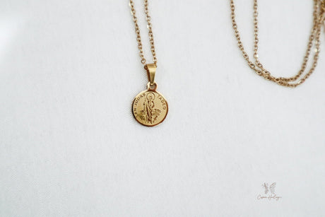 Dainty Saint Jude Medal Necklace Gold Plated