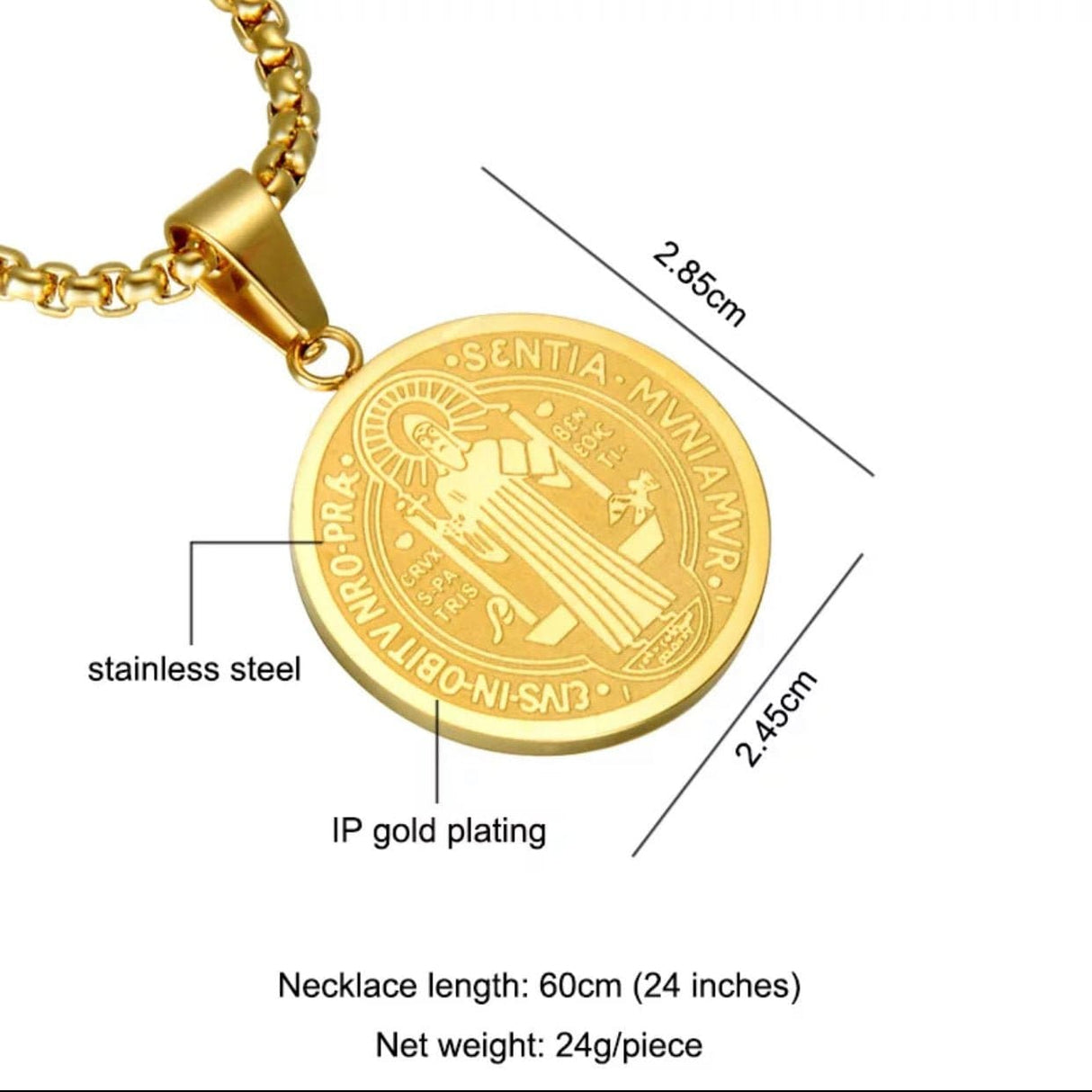 Set Saint Benedict Bracelet & Necklace Gold Filled - Shop Cosmic Healing