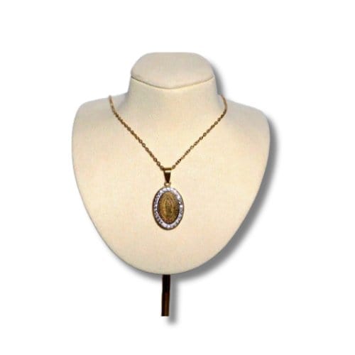 Virgen de Guadalupe cubic zirconia pendant necklace