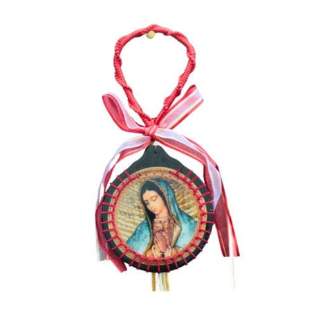 Home protection medal: virgen de guadalupe with red ribbon