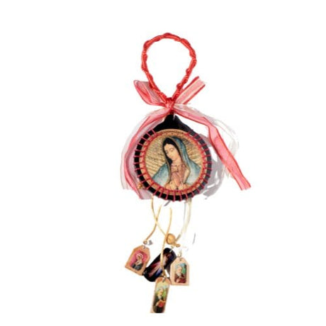 Red ribbon virgen de guadalupe medal for home protection