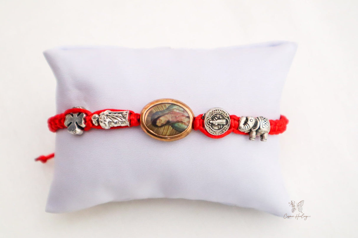 Virgen De Guadalupe charm on red thread bracelet