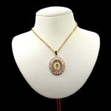 14k Filled Virgen de Guadalupe Medallion Necklace with Cubic Zirconia - Shop Cosmic Healing