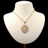 14k Filled Virgen de Guadalupe Medallion Necklace with Cubic Zirconia - Shop Cosmic Healing