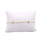 14K Gold Plated Bracelet with Mother of Pearl and Turquoise Evil Eye Charm - Shop Cosmic Healing