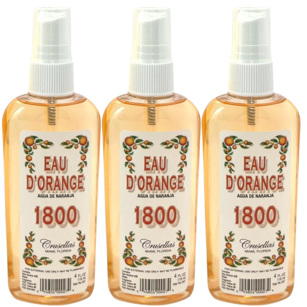 Kolonia 1800 Orange Crusellas & Co 4 oz (Colonia de Naranja) to Attract Good Fortune, Peace, Elegance, Beauty, Good Luck