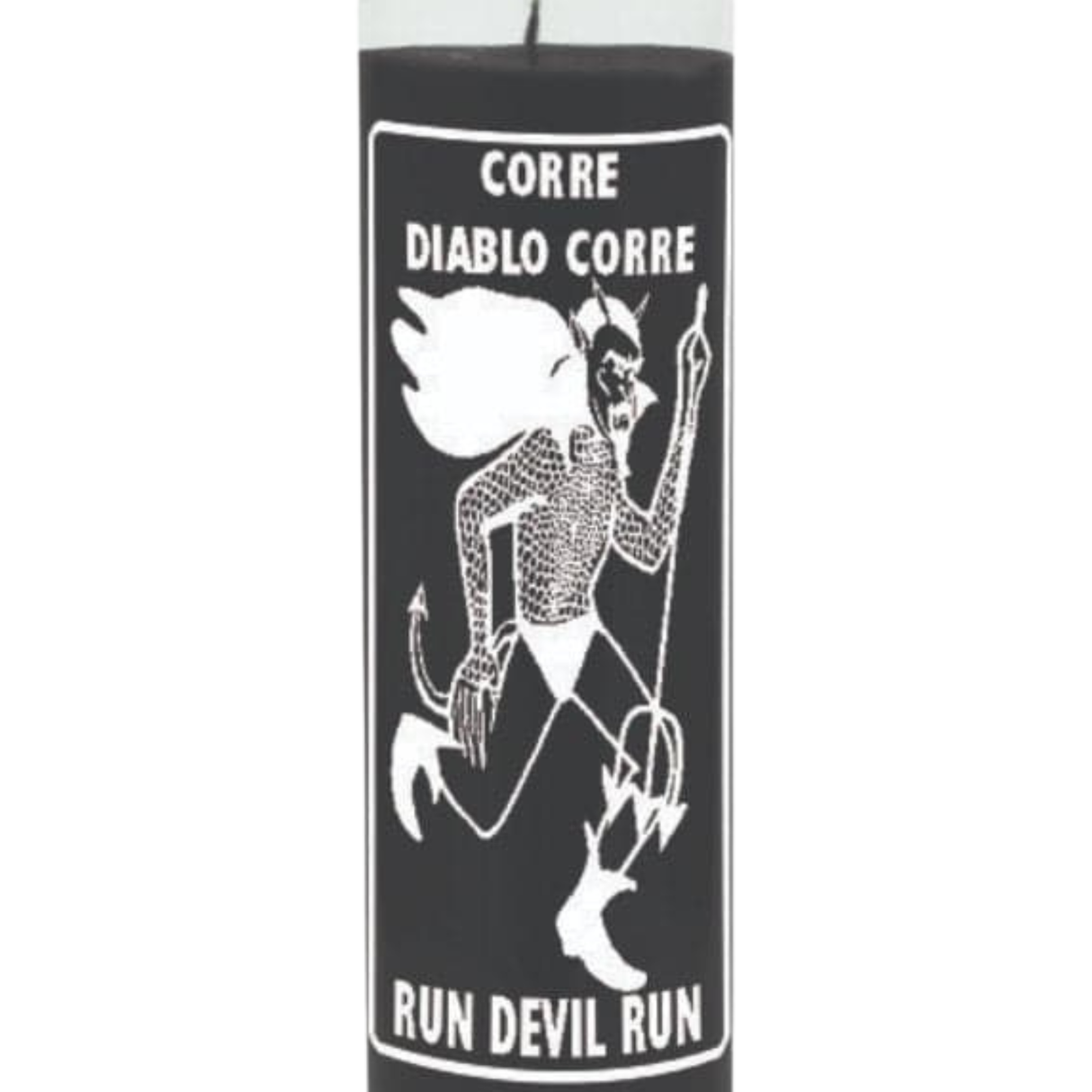Run Devil Run 7 Day Candle Black (Veladora Corre Diablo Corre Negro) to get rid of the devil's spells, curses and hexes