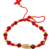 Red Thread Bracelet with Gold Bead & Our Lady of Guadalupe Medal