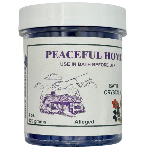 Jar of 'Peaceful Home' bath crystals 