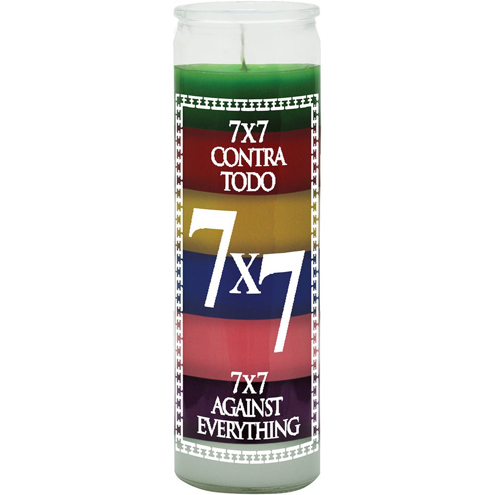 7x7 Against Everything Candle (Contra Todo) -7 Color Helps you Fight, Defeat and Destroy ALL that is holding and keeping you down, giving you bad luck - Shop Cosmic Healing