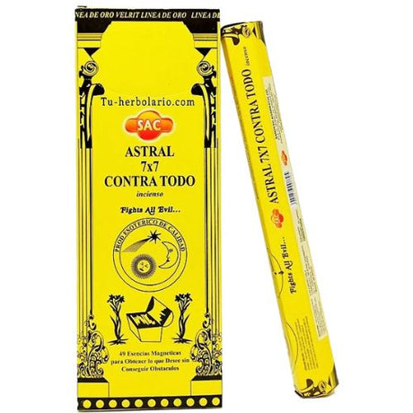Astral 7x7 Contra Todo Incense Sac 20 Sticks (Incienso 7x7 Contra Todo) To Overcome Obstacles, Go Away Evil, Attract Good Luck