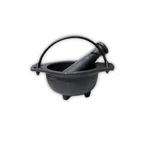 Cast Iron Cauldron 3"D w/ Cast Iron Pestle - Shop Cosmic Healing