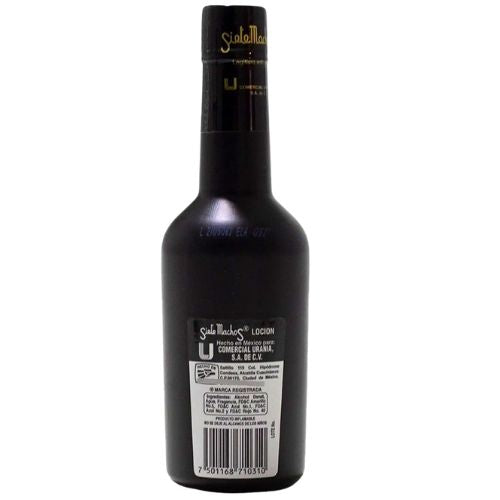 Black bottle with a label on a white background