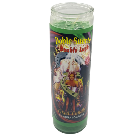 Double Luck Green Candle (Velas Misticas Doble Suerte) to attract good luck in gambling, business, or any new adventure