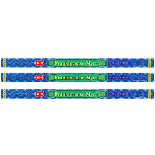 Frankincense & Myrrh HEM Incense 8 Sticks for to stop addictions, calming, clarifying, focusing, grounding