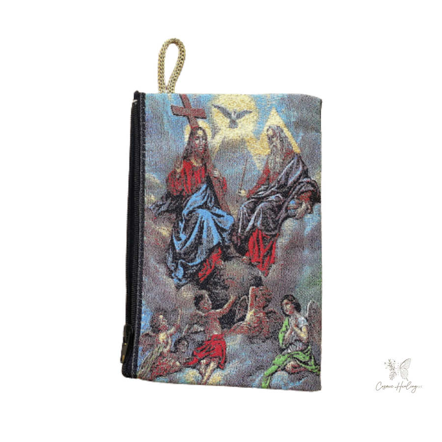 Woven Holy Trinity Tapestry Rosary Bag