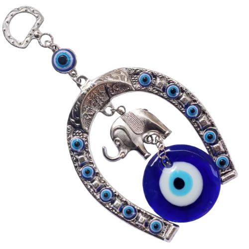 Horseshoe with Evil Eye & Elephant Wall Hanging