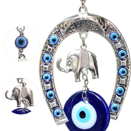 Horseshoe with Evil Eye & Elephant Wall Hanging