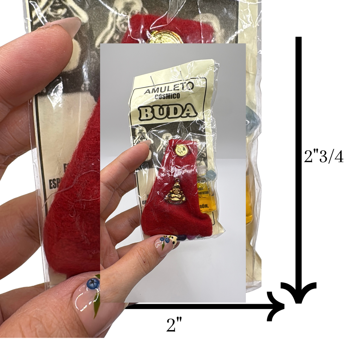 Lucky Buddha Amulet Sachet Gambler's Hand- Red