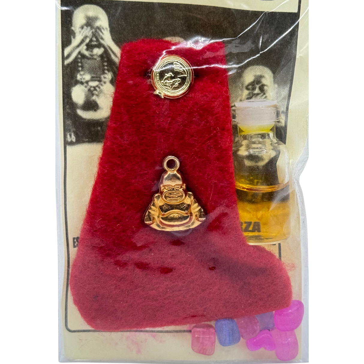 Lucky Buddha Amulet Sachet Gambler's Hand- Red
