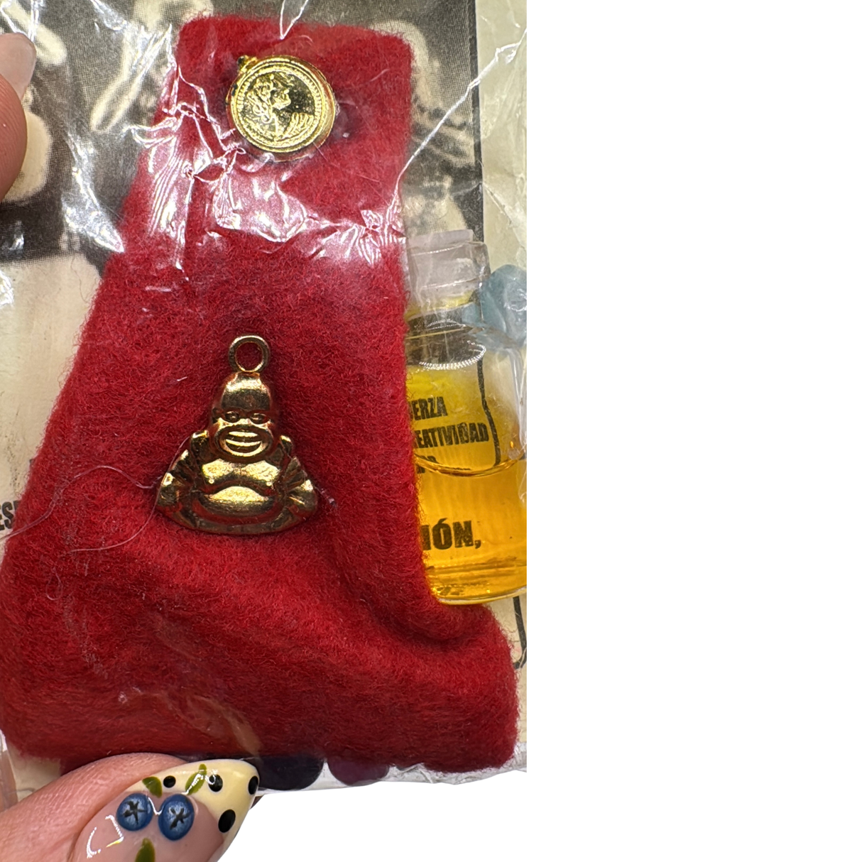 Lucky Buddha Amulet Sachet Gambler's Hand- Red