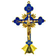 Ornate Metal Standing Crucifix Pearl Motif 8" Blue | Shop Cosmic Healing
