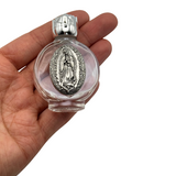 Our Lady of Guadalupe Glass Holy Water Bottle Empty- Silver (Botella Virgen de Guadalupe) Blessing • Protection • Purification