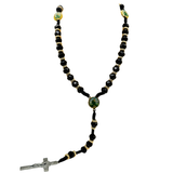 San Judas Rosary with Silver Plated Crucifix - Black