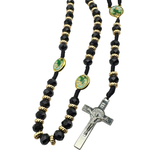 San Judas Rosary with Silver Plated Crucifix - Black