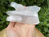 Large Selenite Hand Carved Turtle 4"