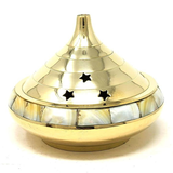 Temple Burner w/ Mother of Pearl 4"D for resin incense