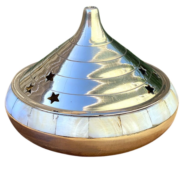 Temple Burner w/ Mother of Pearl 4"D for resin incense