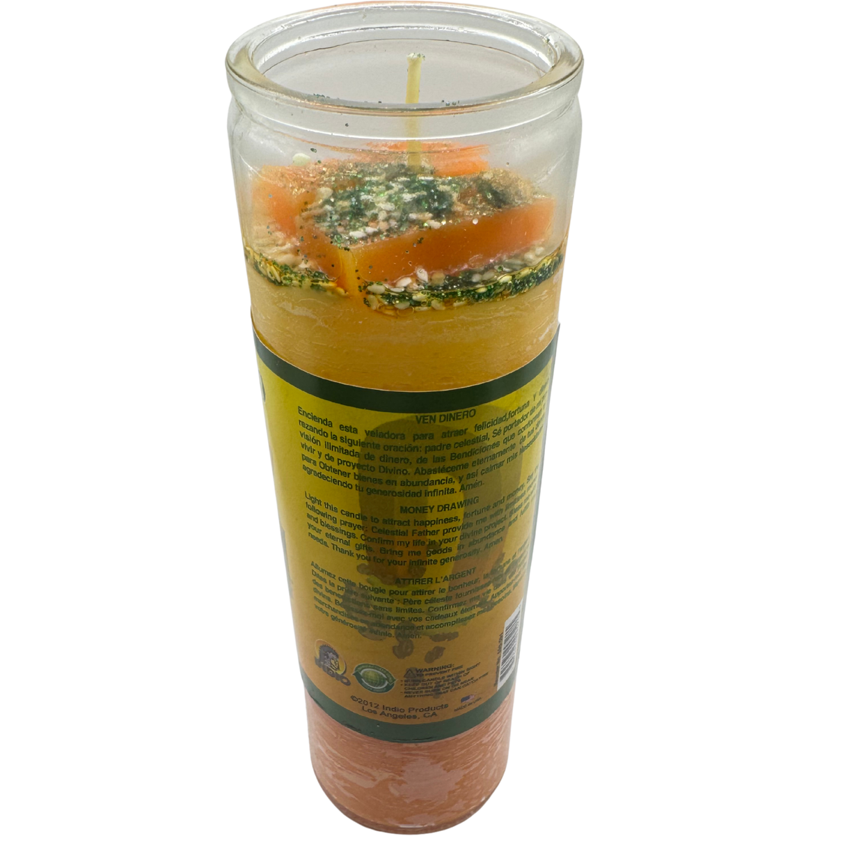 Money Drawing Cocktail Candle (Vela Preparada Ven Dinero) to draw money and fortune your way