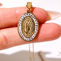 Virgen de Guadalupe Cubic Zirconia Pendant Necklace