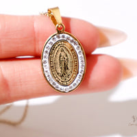 Virgen de Guadalupe Cubic Zirconia Pendant Necklace