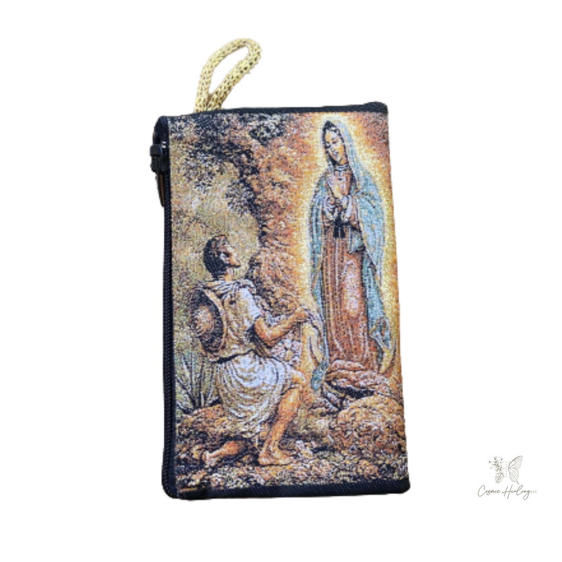 Woven Virgen de Guadalupe & Juan Diego Tapestry Rosary Bag