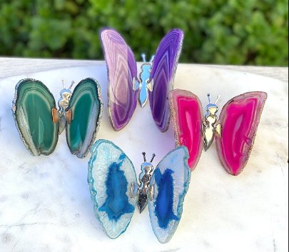 Agate Geode Slice Butterfly Gemstone - Shop Cosmic Healing