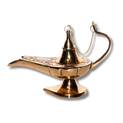 Aladdin Lamp Solid Brass 8" (Genie Lamp) For Cone Incense Burner 8" - Shop Cosmic Healing