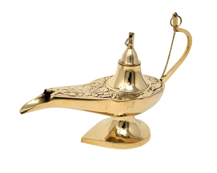 Aladdin Lamp Solid Brass 8" (Genie Lamp) For Cone Incense Burner 8" - Shop Cosmic Healing