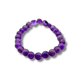 Amethyst Extra 8mm Bead Bracelet for mood balancing, stress relief, dissolves negativity - Shop Cosmic Healing