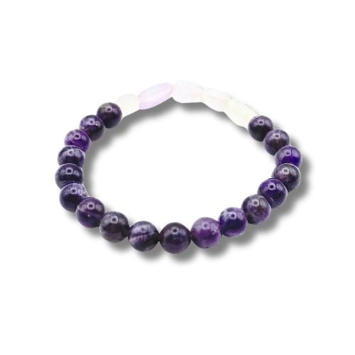 Amethyst Extra 8mm Bead Bracelet for mood balancing, stress relief, dissolves negativity - Shop Cosmic Healing