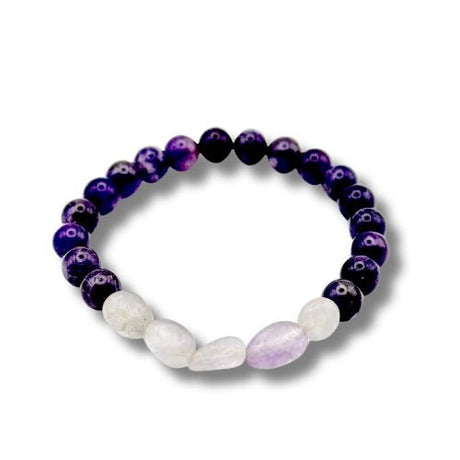 Amethyst Extra 8mm Bead Bracelet for mood balancing, stress relief, dissolves negativity - Shop Cosmic Healing