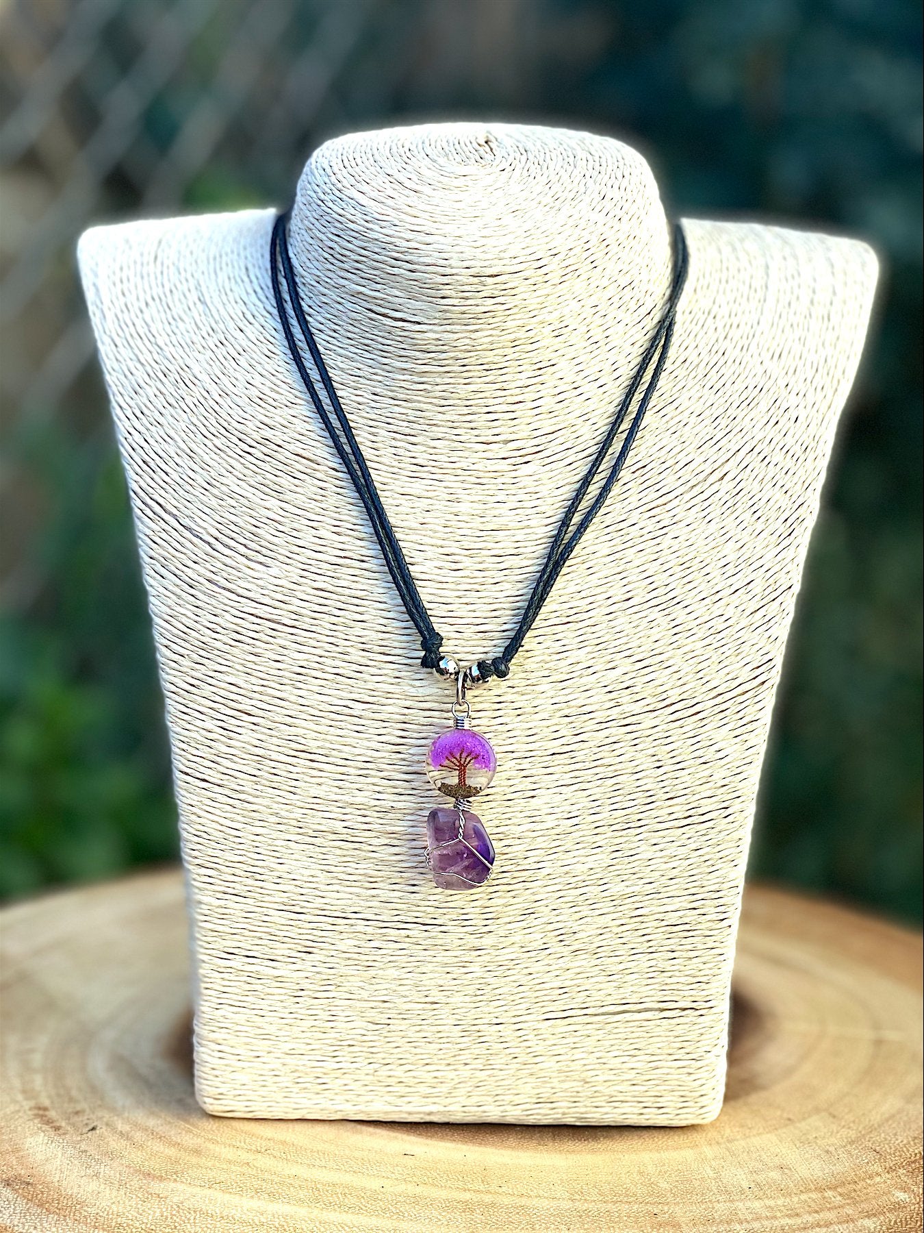Amethyst Wire Wrapped Crystal on Tree of Life Pendant - Shop Cosmic Healing
