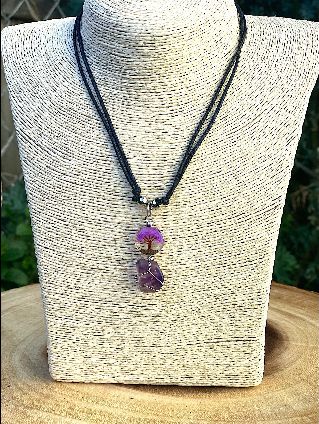 Amethyst Wire Wrapped Crystal on Tree of Life Pendant - Shop Cosmic Healing