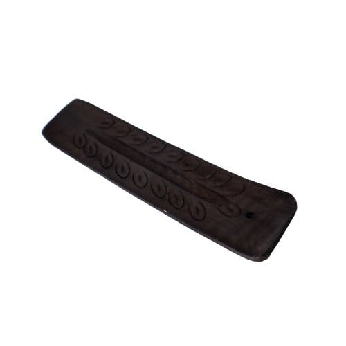 Carved black wood incense boat, 5" long