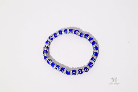 Blue Evil Eye Charm Bracelet with Rhinestones - Shop Cosmic Healing