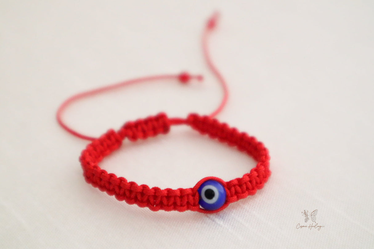 Blue Evil Eye Charm Red Thread Bracelet- Children's - Shop Cosmic Healing